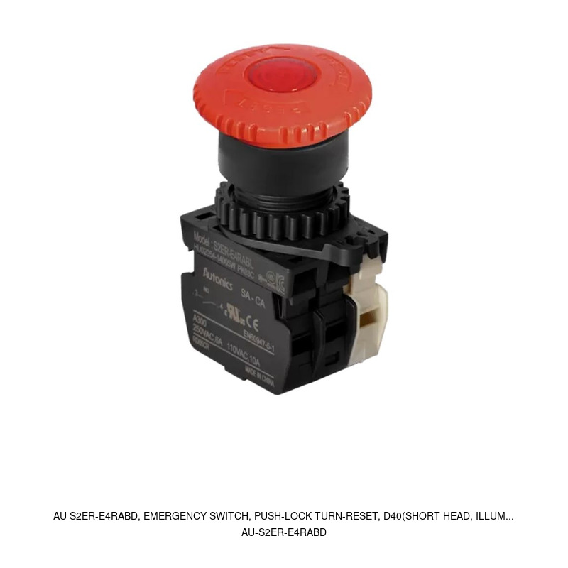 Autonics AU S2ER-E4RABD, Emergency Switch, Push-lock Turn-reset, D40(short head, illum...