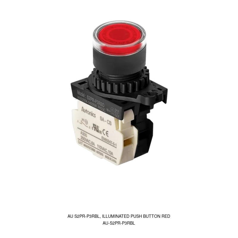 Autonics AU S2PR-P3RBL, ILLUMINATED PUSH BUTTON RED