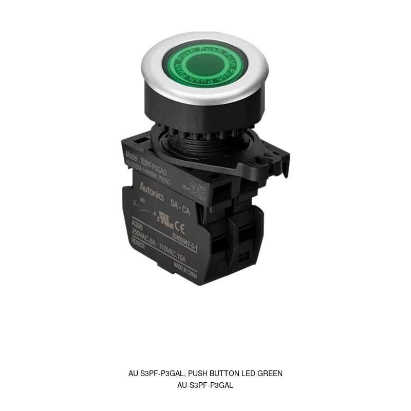 Autonics AU S3PF-P3GAL, PUSH BUTTON LED GREEN