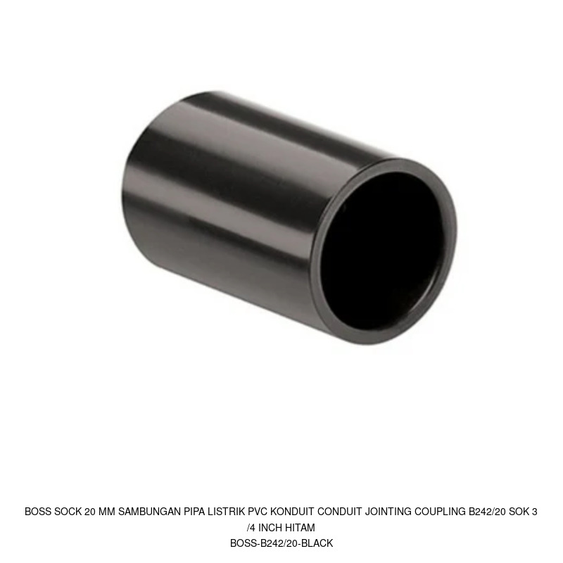 Boss Boss Sock 20 mm Sambungan Pipa Listrik PVC Konduit Conduit Jointing Coupling B242/20 Sok 3/4 Inch Hitam
