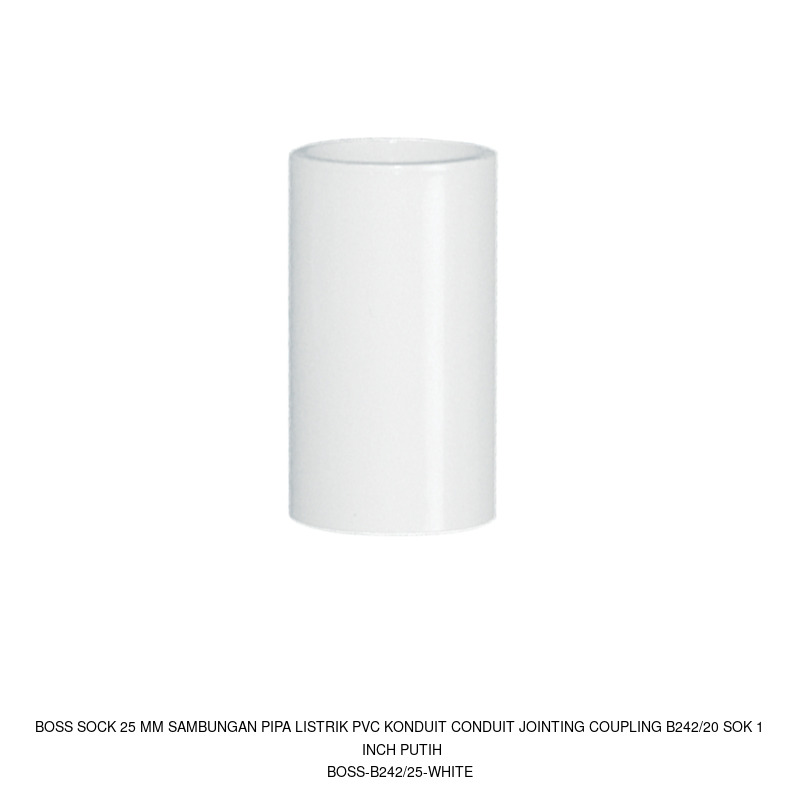 Boss Boss Sock 25 mm Sambungan Pipa Listrik PVC Konduit Conduit Jointing Coupling B242/20 Sok 1 Inch Putih