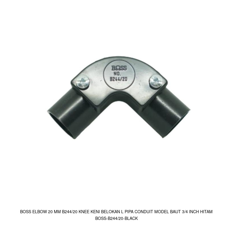 Boss Boss Elbow 20 mm B244/20 Knee Keni Belokan L Pipa Conduit model Baut 3/4 Inch Hitam