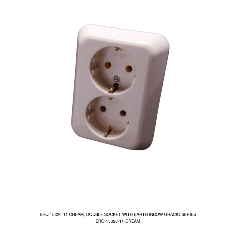 Broco BRO 15320-11 CREAM, DOUBLE SOCKET WITH EARTH INBOW GRACIO SERIES