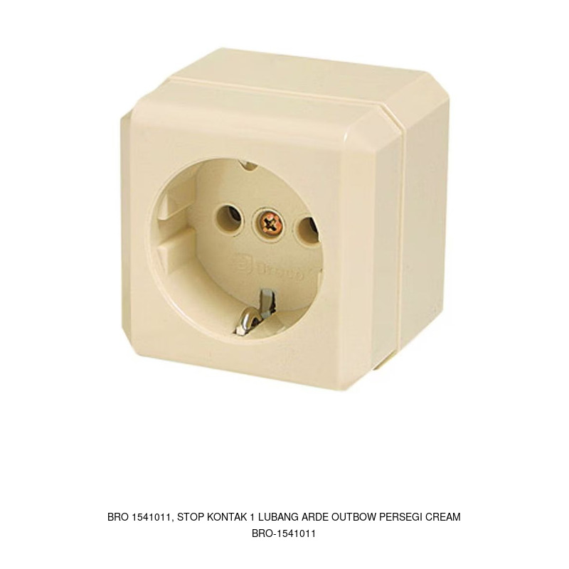 Broco BRO 1541011, STOP KONTAK 1 LUBANG ARDE OUTBOW PERSEGI CREAM