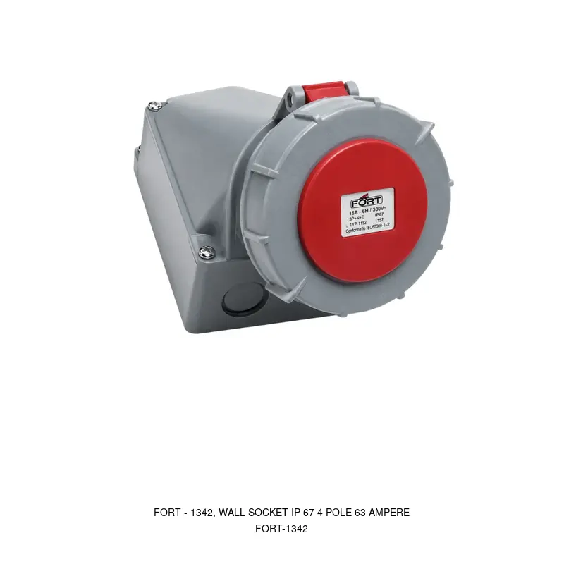 Fort 1342, WALL SOCKET IP 67 4 POLE 63 AMPERE