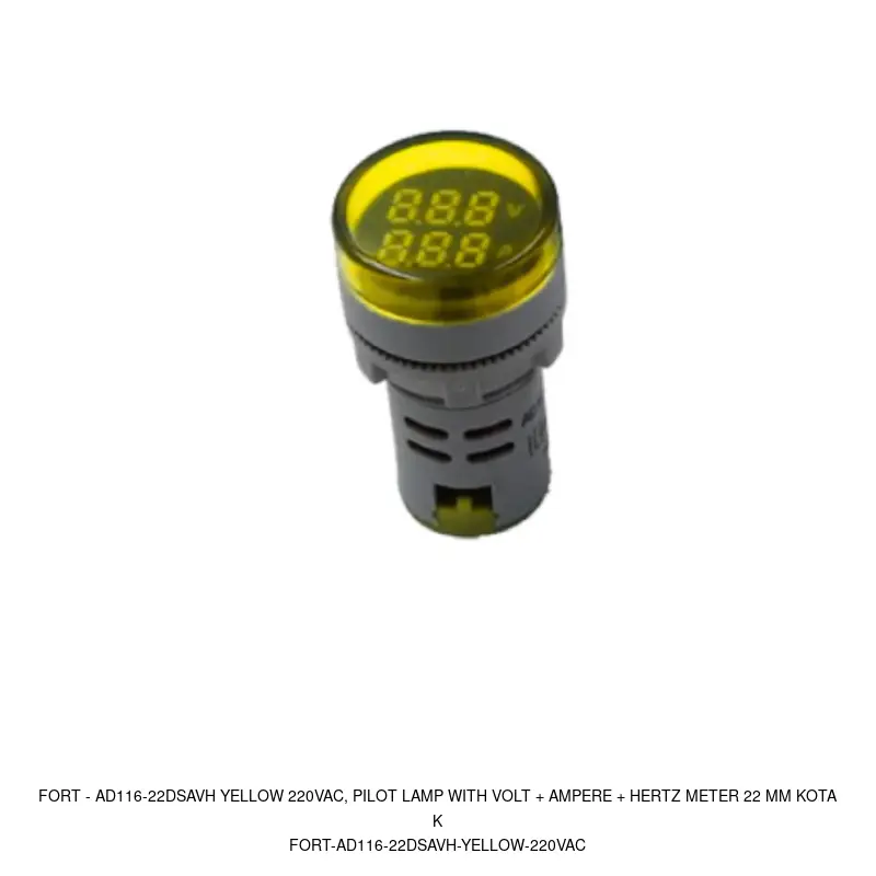Fort AD116-22DSAVH YELLOW 220VAC, PILOT LAMP WITH VOLT + AMPERE + HERTZ METER 22 MM KOTAK