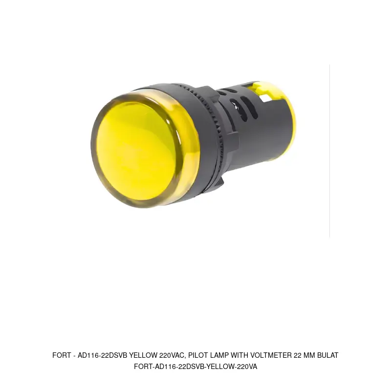 Fort AD116-22DSVB YELLOW 220VAC, PILOT LAMP WITH VOLTMETER 22 MM BULAT