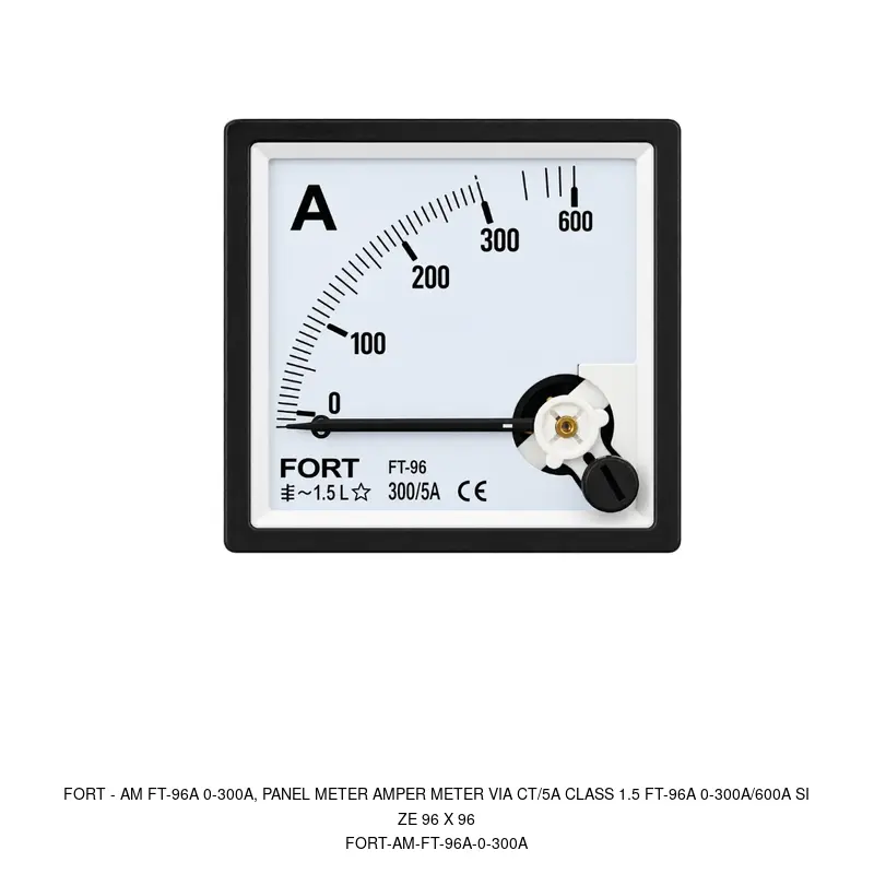 Fort AM FT-96A 0-300A, PANEL METER AMPER METER VIA CT/5A CLASS 1.5 FT-96A 0-300A/600A SIZE 96 X 96