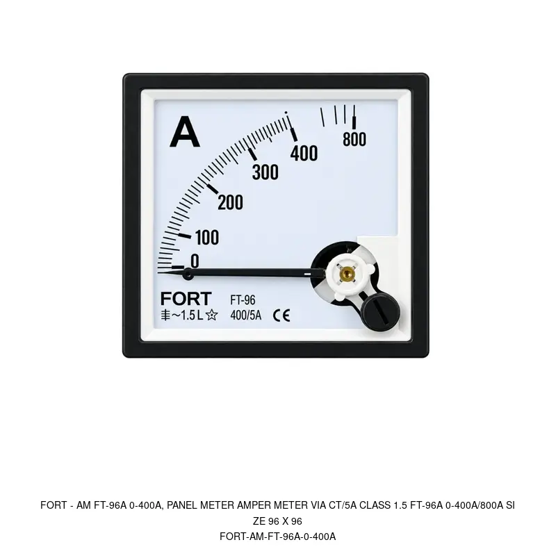Fort AM FT-96A 0-400A, PANEL METER AMPER METER VIA CT/5A CLASS 1.5 FT-96A 0-400A/800A SIZE 96 X 96