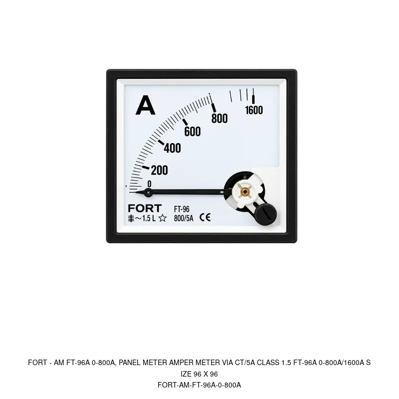 Fort AM FT-96A 0-800A, PANEL METER AMPER METER VIA CT/5A CLASS 1.5 FT-96A 0-800A/1600A SIZE 96 X 96