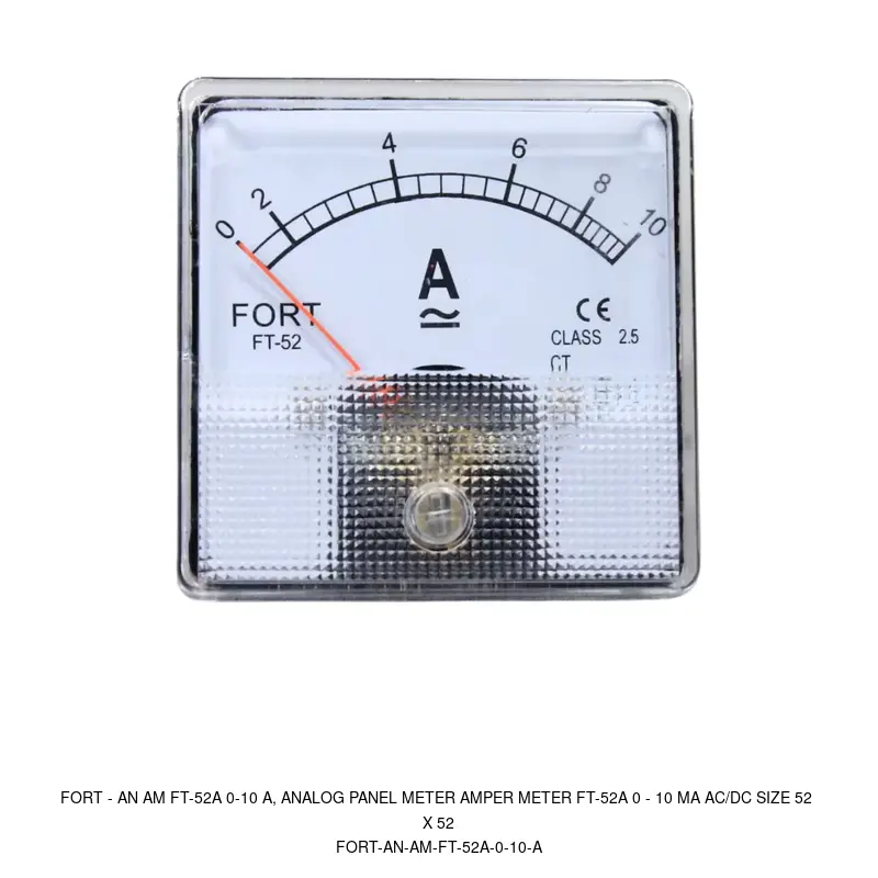 Fort AN AM FT-52A 0-10 A, ANALOG PANEL METER AMPER METER FT-52A 0 - 10 MA AC/DC SIZE 52 X 52