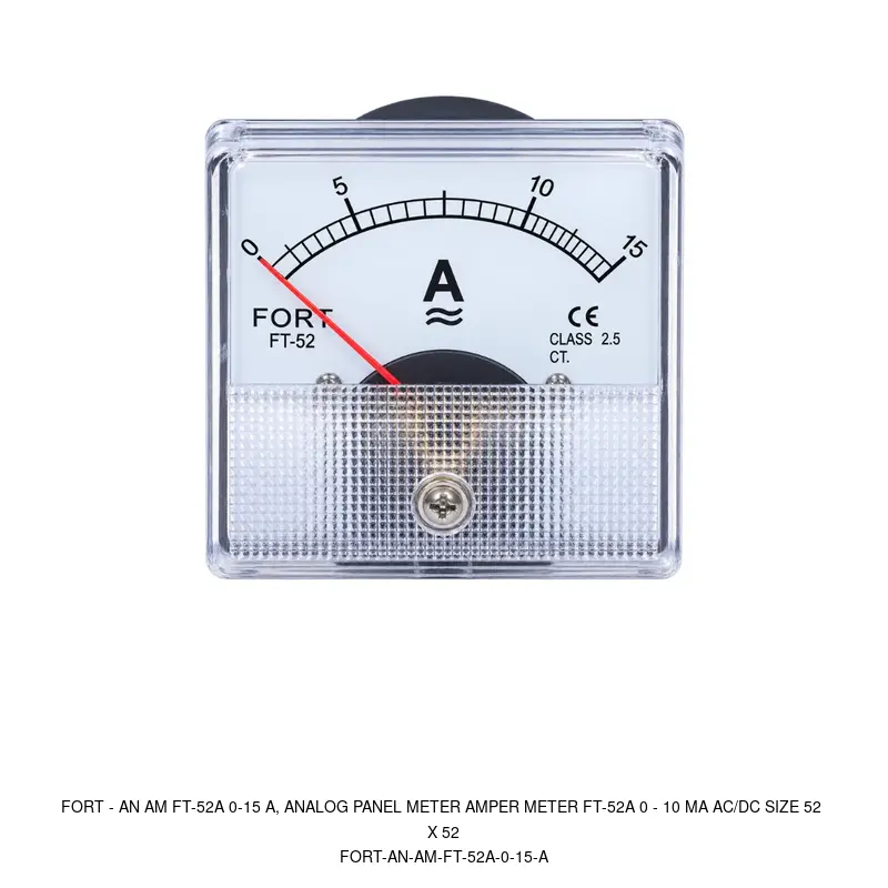 Fort AN AM FT-52A 0-15 A, ANALOG PANEL METER AMPER METER FT-52A 0 - 10 MA AC/DC SIZE 52 X 52