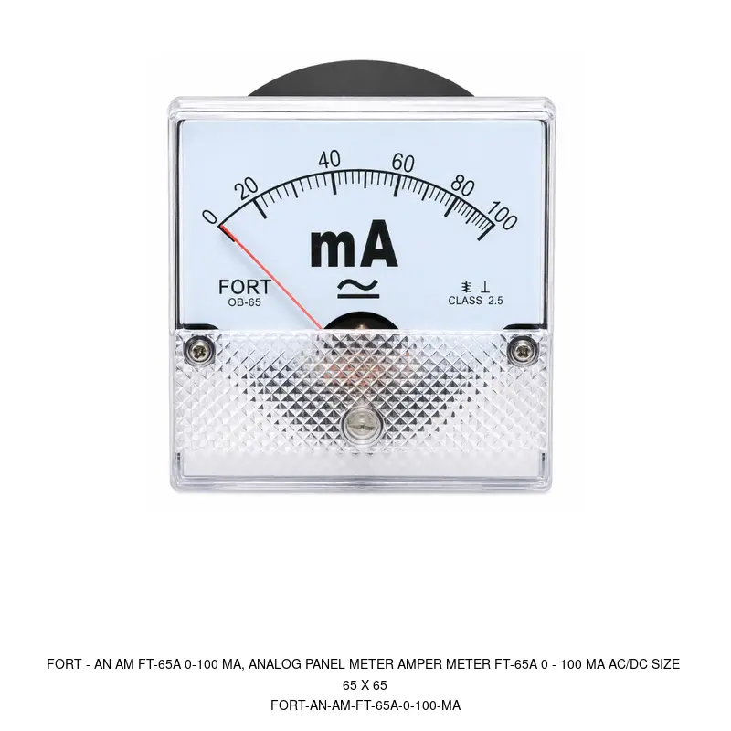 Fort AN AM FT-65A 0-100 MA, ANALOG PANEL METER AMPER METER FT-65A 0 - 100 MA AC/DC SIZE 65 X 65