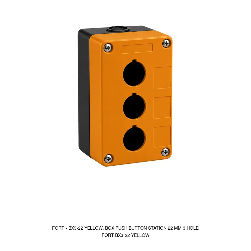 Fort BX3-22 YELLOW, BOX PUSH BUTTON STATION 22 MM 3 HOLE