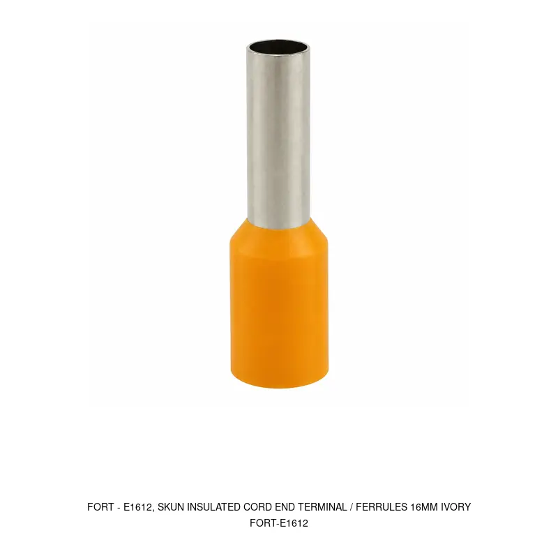 Fort E1612, Skun Insulated Cord End Terminal / Ferrules 16mm Ivory
