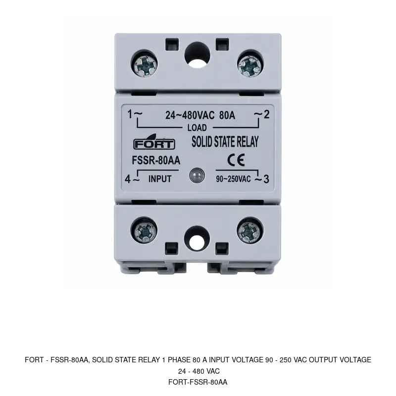 Fort FSSR-80AA, SOLID STATE RELAY 1 PHASE 80 A INPUT VOLTAGE 90 - 250 VAC OUTPUT VOLTAGE 24 - 480 VAC