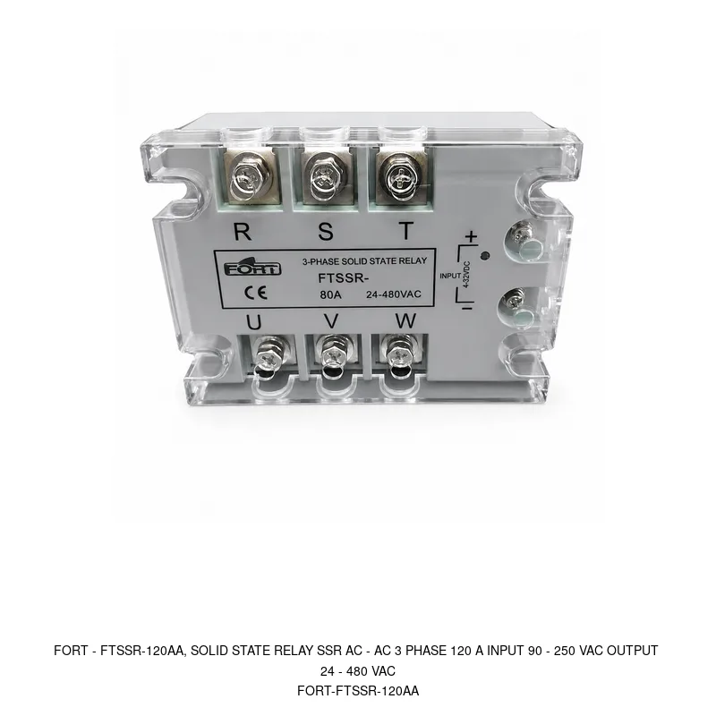 Fort FTSSR-120AA, SOLID STATE RELAY SSR AC - AC 3 PHASE 120 A INPUT 90 - 250 VAC OUTPUT 24 - 480 VAC