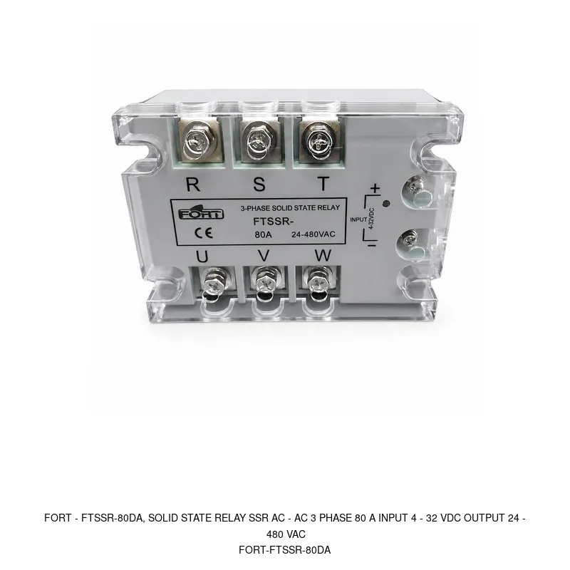 Fort FTSSR-80DA, SOLID STATE RELAY SSR AC - AC 3 PHASE 80 A INPUT 4 - 32 VDC OUTPUT 24 - 480 VAC