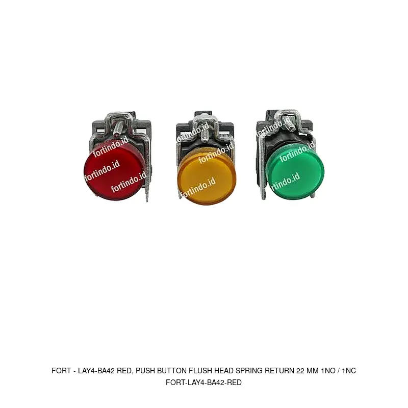 Fort LAY4-BA42 RED, PUSH BUTTON FLUSH HEAD SPRING RETURN 22 MM 1NO / 1NC