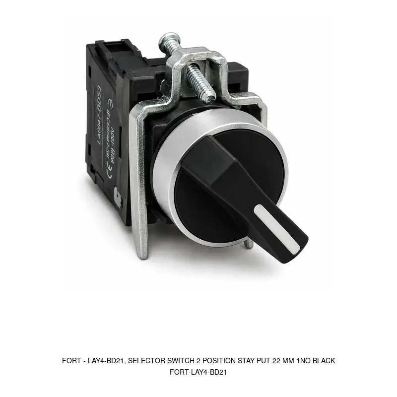 Fort LAY4-BD21, SELECTOR SWITCH 2 POSITION STAY PUT 22 MM 1NO BLACK
