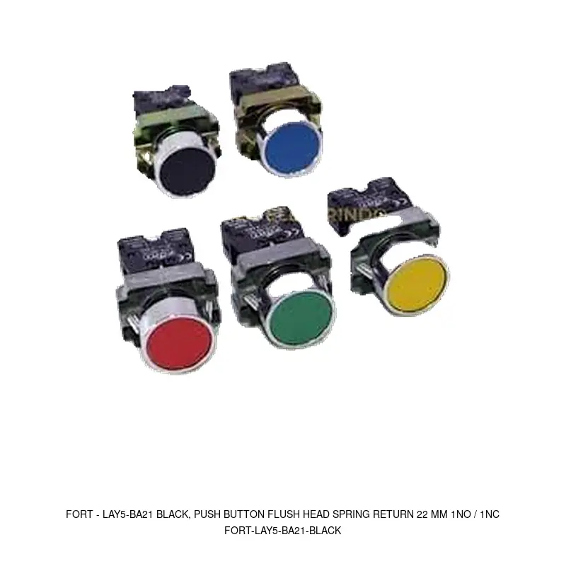Fort LAY5-BA21 BLACK, PUSH BUTTON FLUSH HEAD SPRING RETURN 22 MM 1NO / 1NC