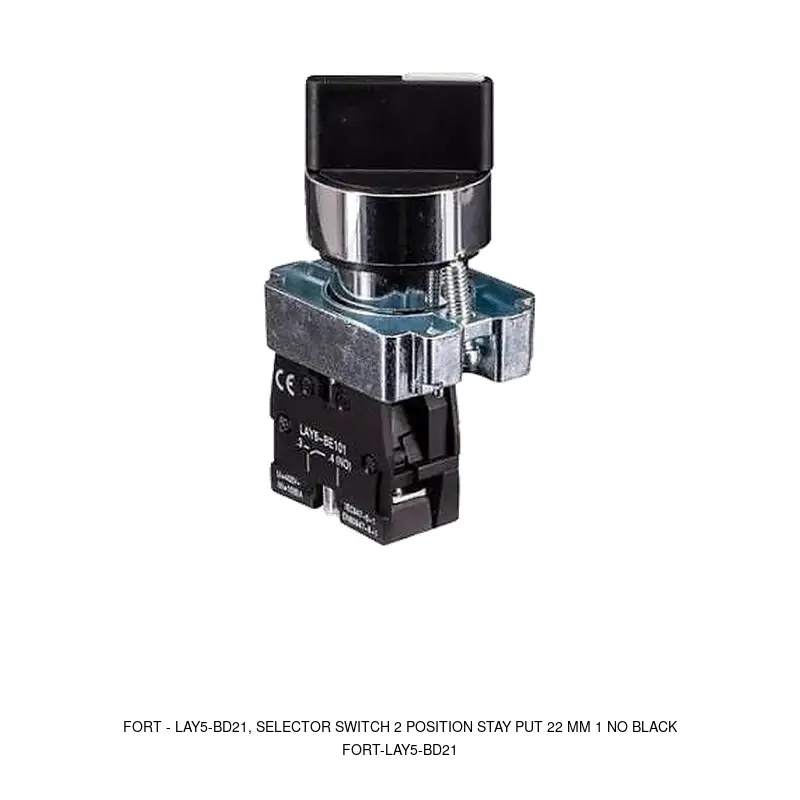 Fort LAY5-BD21, SELECTOR SWITCH 2 POSITION STAY PUT 22 MM 1 NO BLACK