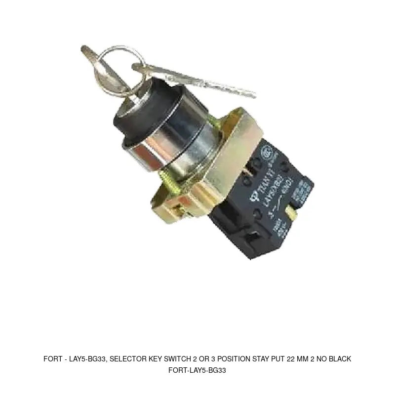 Fort LAY5-BG33, SELECTOR KEY SWITCH 2 OR 3 POSITION STAY PUT 22 MM 2 NO BLACK