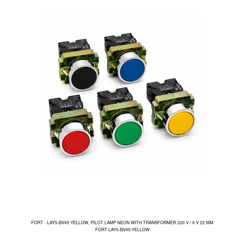 Fort LAY5-BV45 YELLOW, PILOT LAMP NEON WITH TRANSFORMER 220 V / 6 V 22 MM