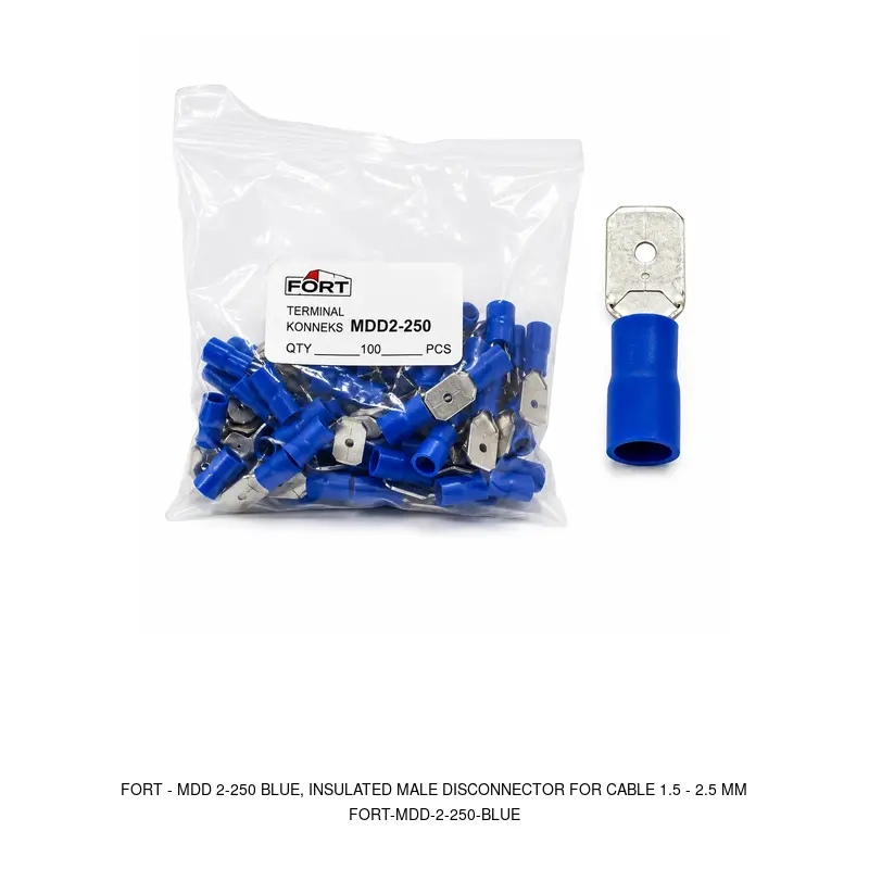Fort MDD 2-250 BLUE, INSULATED MALE DISCONNECTOR FOR CABLE 1.5 - 2.5 MM