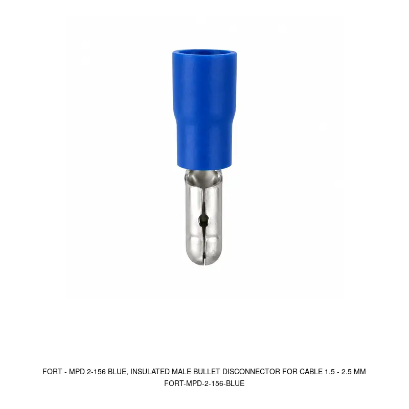 Fort MPD 2-156 BLUE, INSULATED MALE BULLET DISCONNECTOR FOR CABLE 1.5 - 2.5 MM