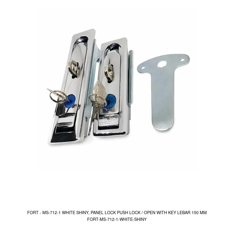 Fort MS-712-1 WHITE SHINY, PANEL LOCK PUSH LOCK / OPEN WITH KEY LEBAR 150 MM