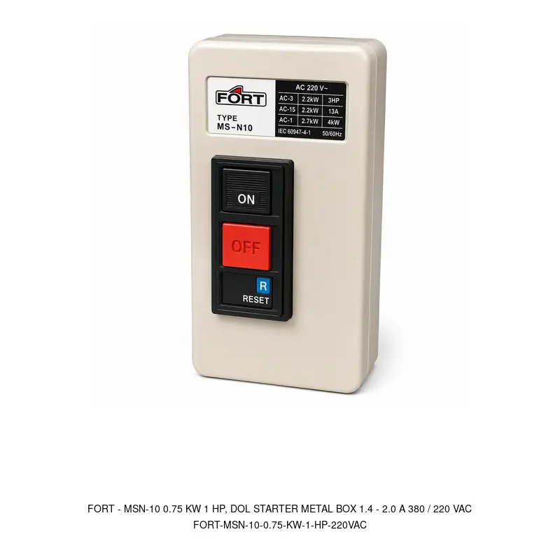 Fort MSN-10 0.75 KW 1 HP, DOL STARTER METAL BOX 1.4 - 2.0 A 380 / 220 VAC
