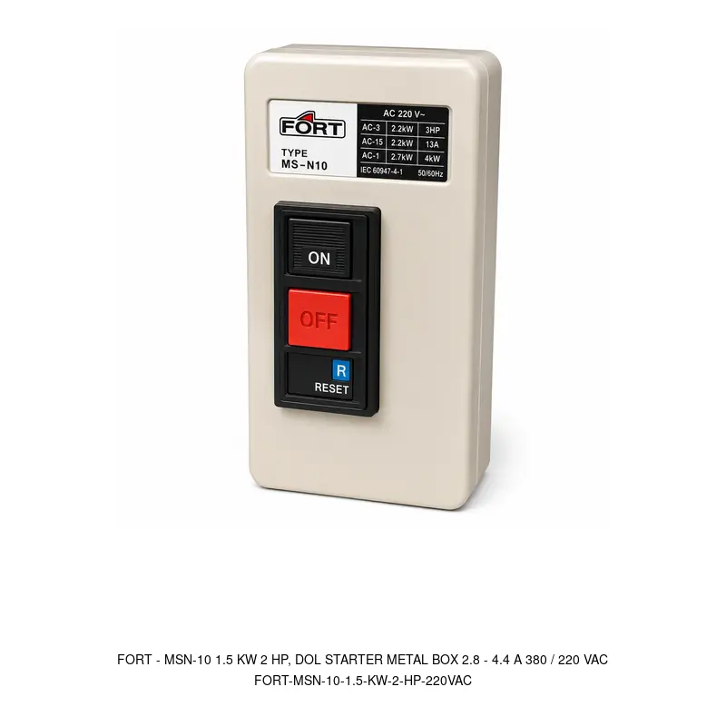 Fort MSN-10 1.5 KW 2 HP, DOL STARTER METAL BOX 2.8 - 4.4 A 380 / 220 VAC