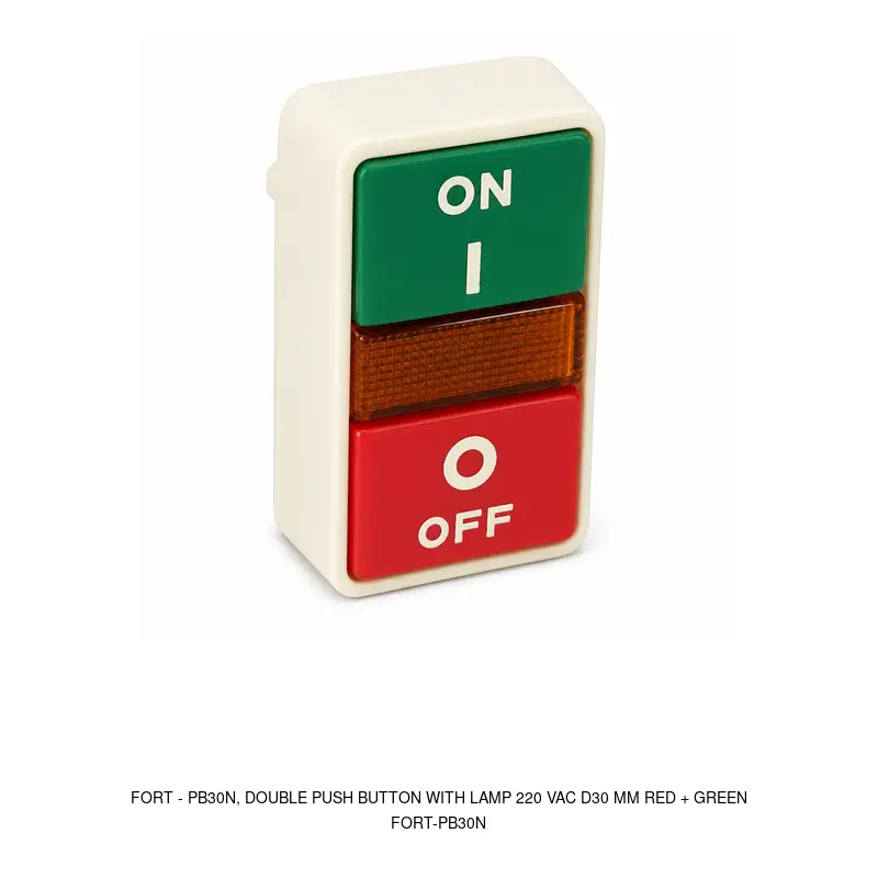 Fort PB30N, DOUBLE PUSH BUTTON WITH LAMP 220 VAC D30 MM RED + GREEN