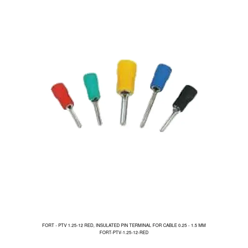 Fort PTV 1.25-12 RED, INSULATED PIN TERMINAL FOR CABLE 0.25 - 1.5 MM
