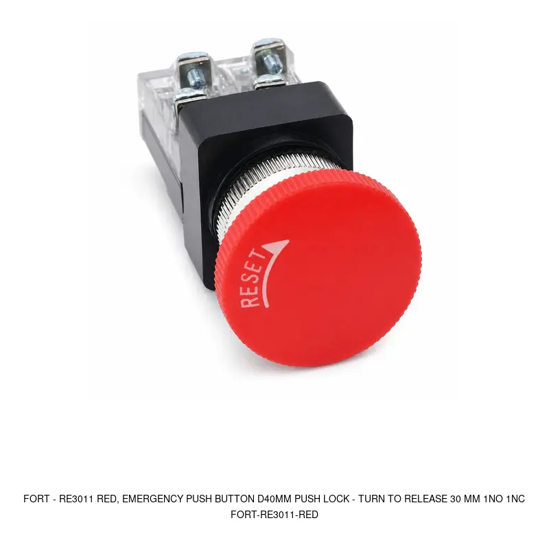 Fort RE3011 RED, EMERGENCY PUSH BUTTON D40MM PUSH LOCK - TURN TO RELEASE 30 MM 1NO 1NC