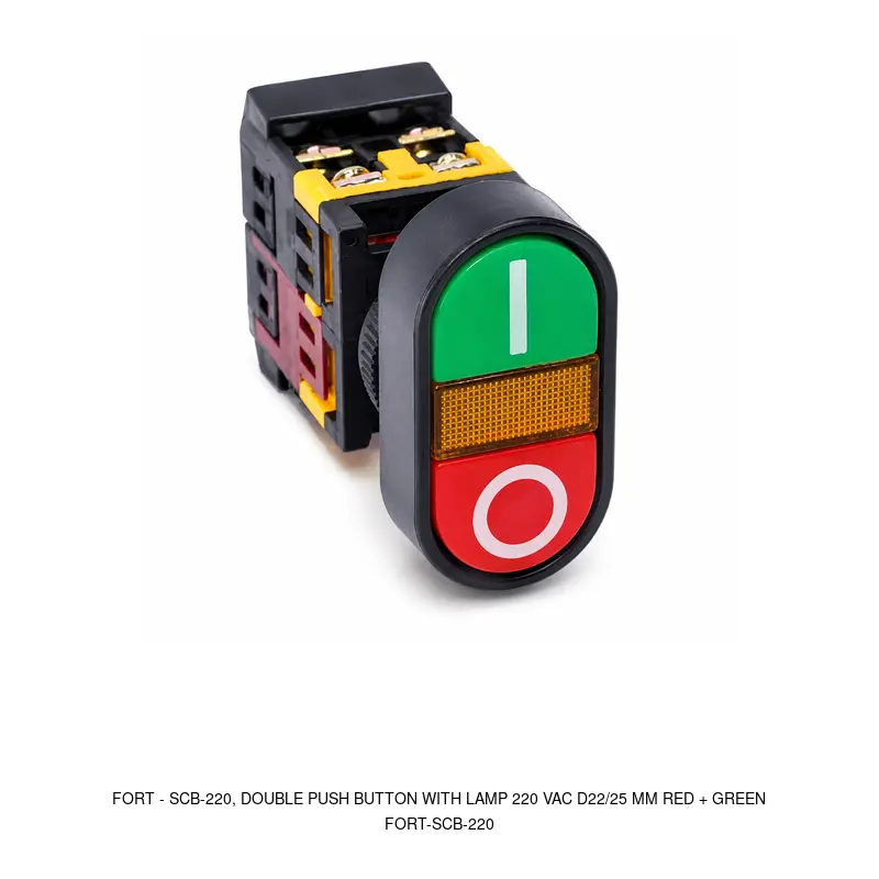 Fort SCB-220, DOUBLE PUSH BUTTON WITH LAMP 220 VAC D22/25 MM RED + GREEN