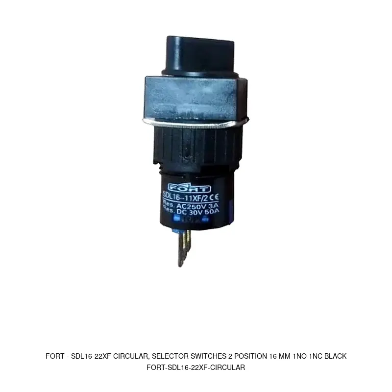 Fort SDL16-22XF CIRCULAR, SELECTOR SWITCHES 2 POSITION 16 MM 1NO 1NC BLACK