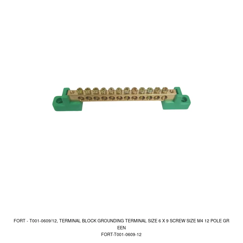Fort T001-0609/12, TERMINAL BLOCK GROUNDING TERMINAL SIZE 6 X 9 SCREW SIZE M4 12 POLE GREEN