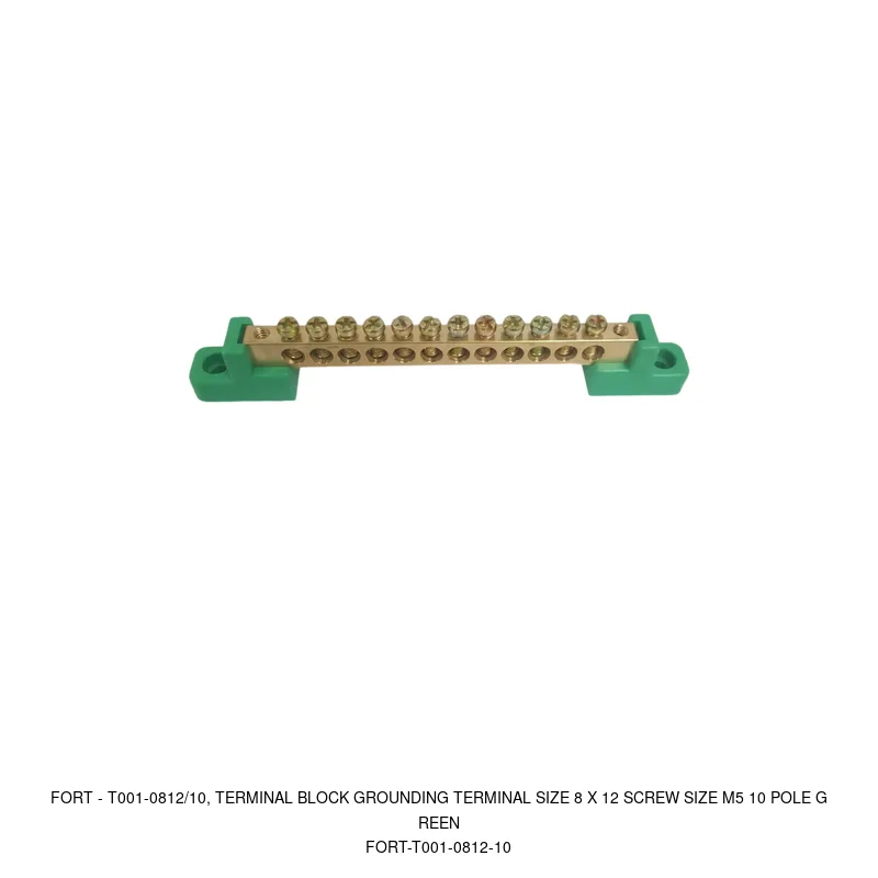 Fort T001-0812/10, TERMINAL BLOCK GROUNDING TERMINAL SIZE 8 X 12 SCREW SIZE M5 10 POLE GREEN