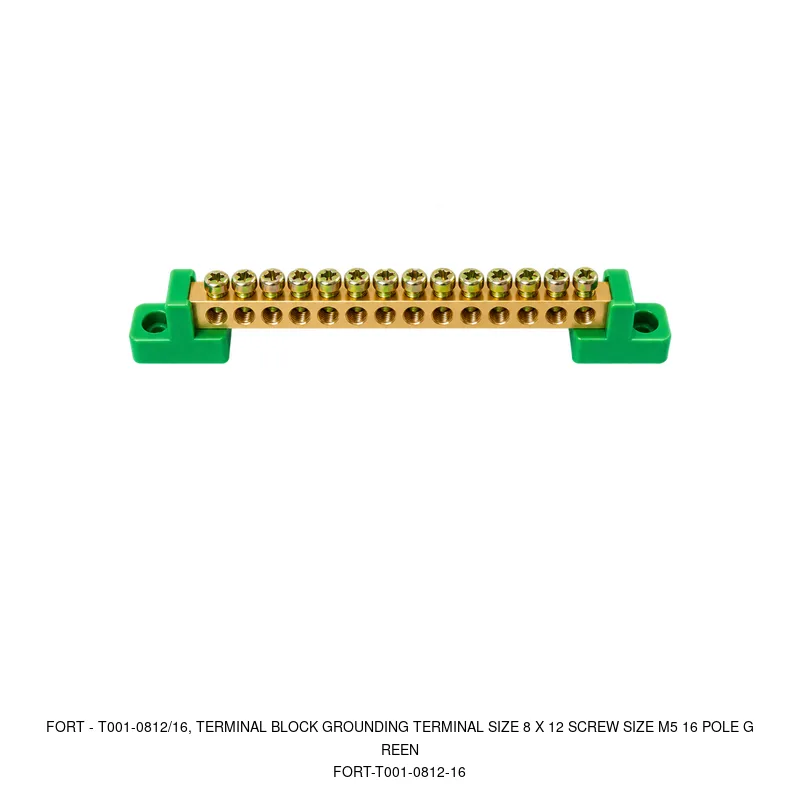 Fort T001-0812/16, TERMINAL BLOCK GROUNDING TERMINAL SIZE 8 X 12 SCREW SIZE M5 16 POLE GREEN