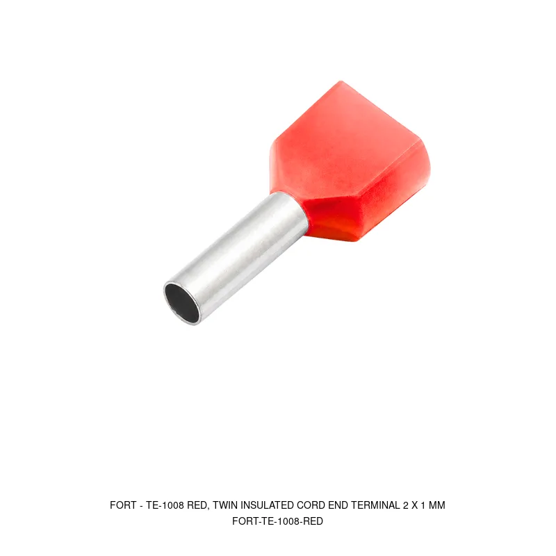 Fort TE-1008 RED, TWIN INSULATED CORD END TERMINAL 2 X 1 MM