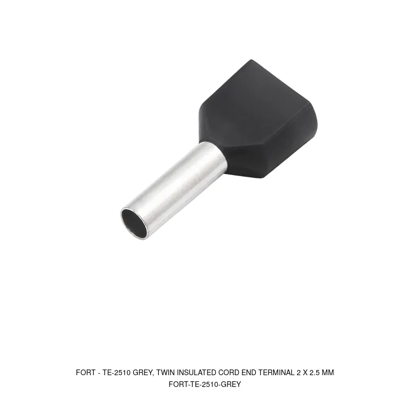 Fort TE-2510 GREY, TWIN INSULATED CORD END TERMINAL 2 X 2.5 MM