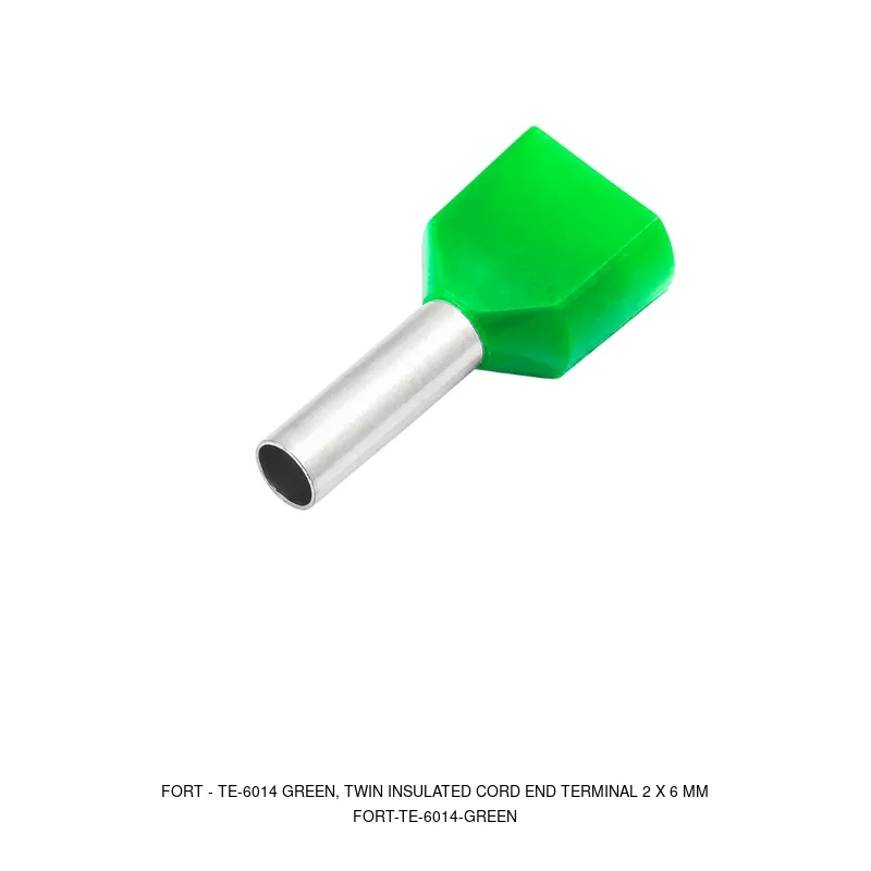 Fort TE-6014 GREEN, TWIN INSULATED CORD END TERMINAL 2 X 6 MM