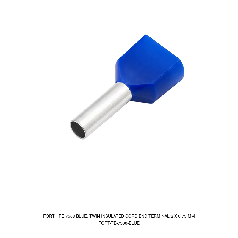 Fort TE-7508 BLUE, TWIN INSULATED CORD END TERMINAL 2 X 0.75 MM