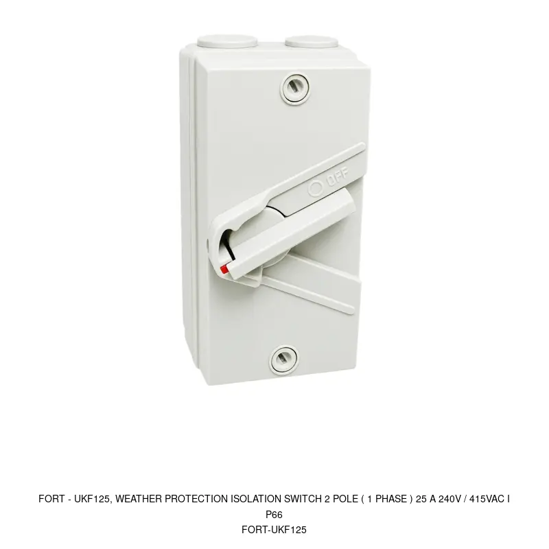 Fort UKF125, WEATHER PROTECTION ISOLATION SWITCH 2 POLE ( 1 PHASE ) 25 A 240V / 415VAC IP66