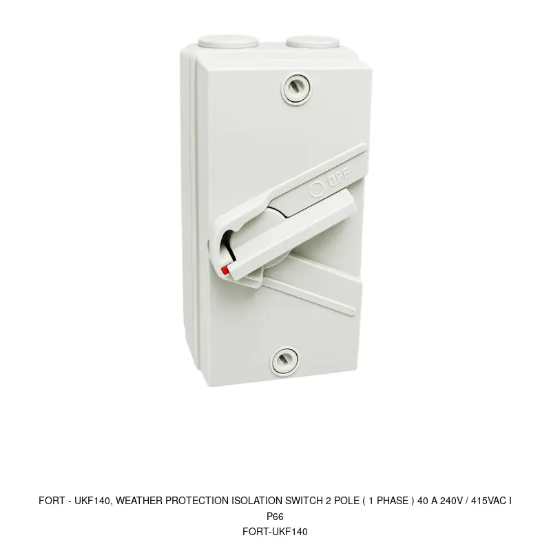 Fort UKF140, WEATHER PROTECTION ISOLATION SWITCH 2 POLE ( 1 PHASE ) 40 A 240V / 415VAC IP66