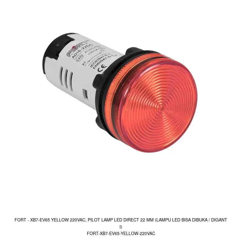 Fort XB7-EV65 YELLOW 220VAC, PILOT LAMP LED DIRECT 22 MM (LAMPU LED BISA DIBUKA / DIGANTI)