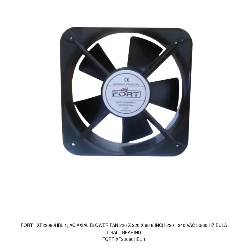 Fort XF22060HBL-1, AC AXIAL BLOWER FAN 220 X 220 X 60 8 INCH 220 - 240 VAC 50/60 Hz BULAT BALL BEARING