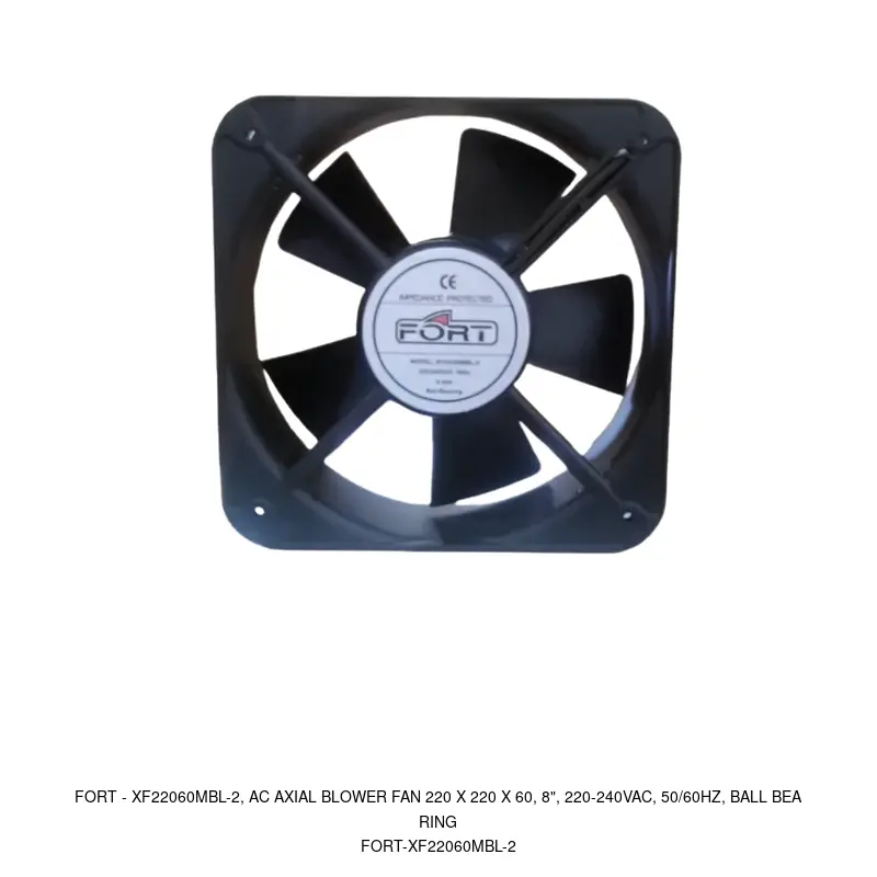 Fort XF22060MBL-2, AC Axial Blower Fan 220 X 220 X 60, 8", 220-240VAC, 50/60Hz, Ball Bearing